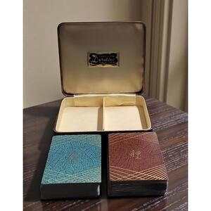 Vintage Duratone Playing Cards – 2 Deck Set w/ Case, Initialed, USA, Aged Wear